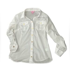 Lilly Pulitzer white long sleeve cotton blouse